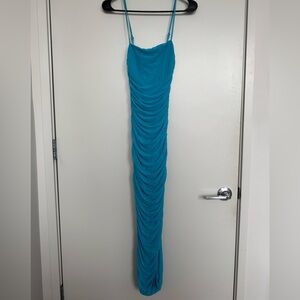 SDYS. Elegant Blue Ruched Dress